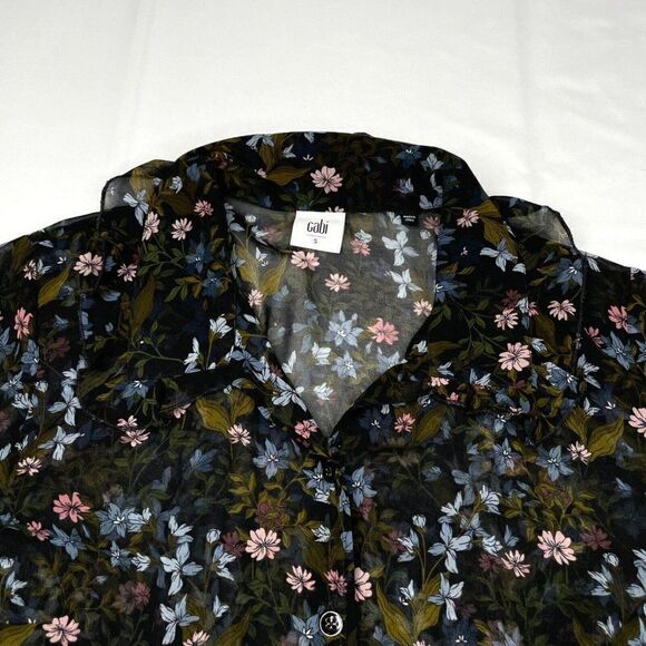 Cabi Sheer Floret Ruffle Long Sleeve Blouse - Picture 6 of 10